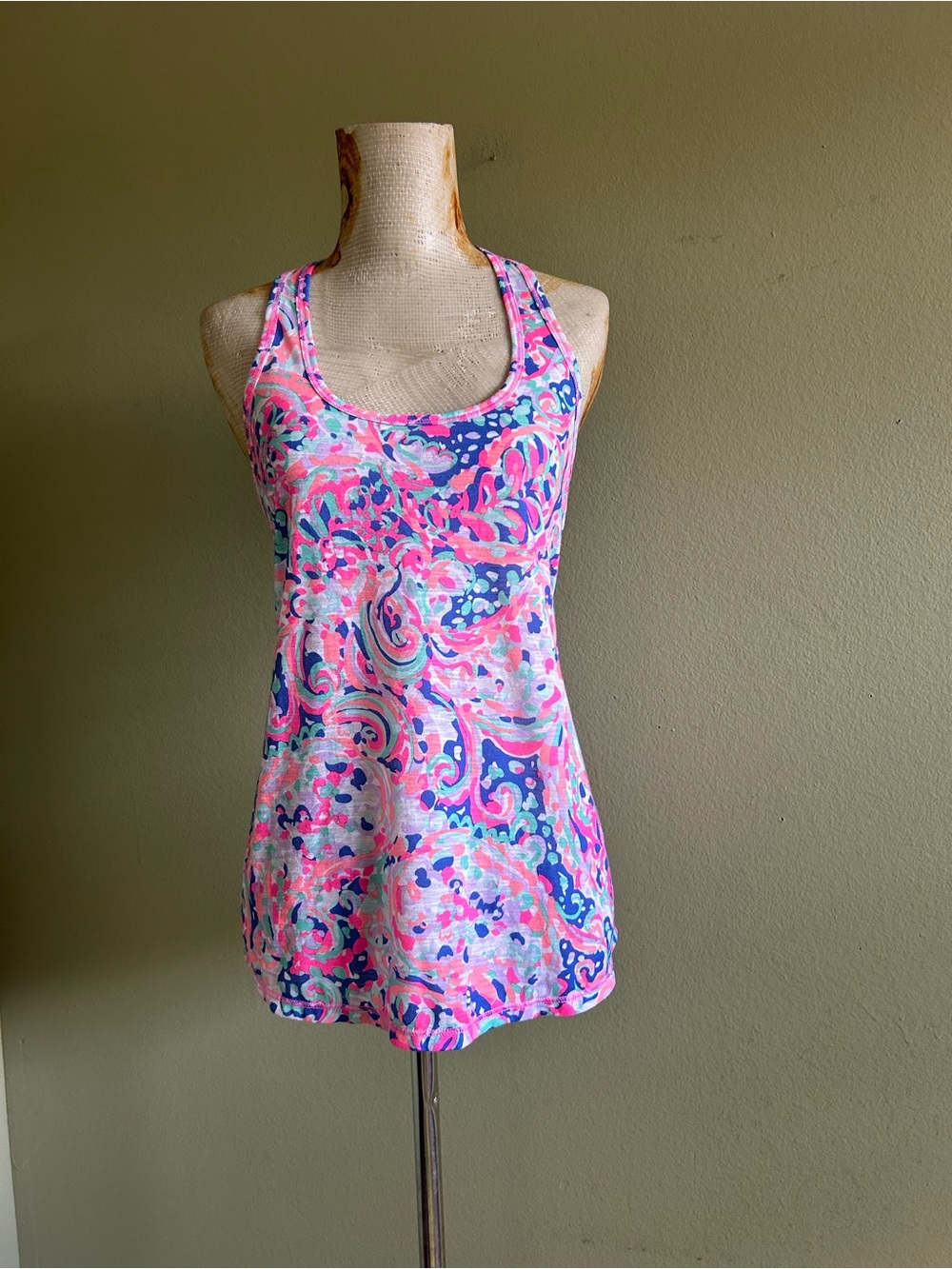 Lilly Pulitzer Pink Blue Multicolor Racerback Tank Top